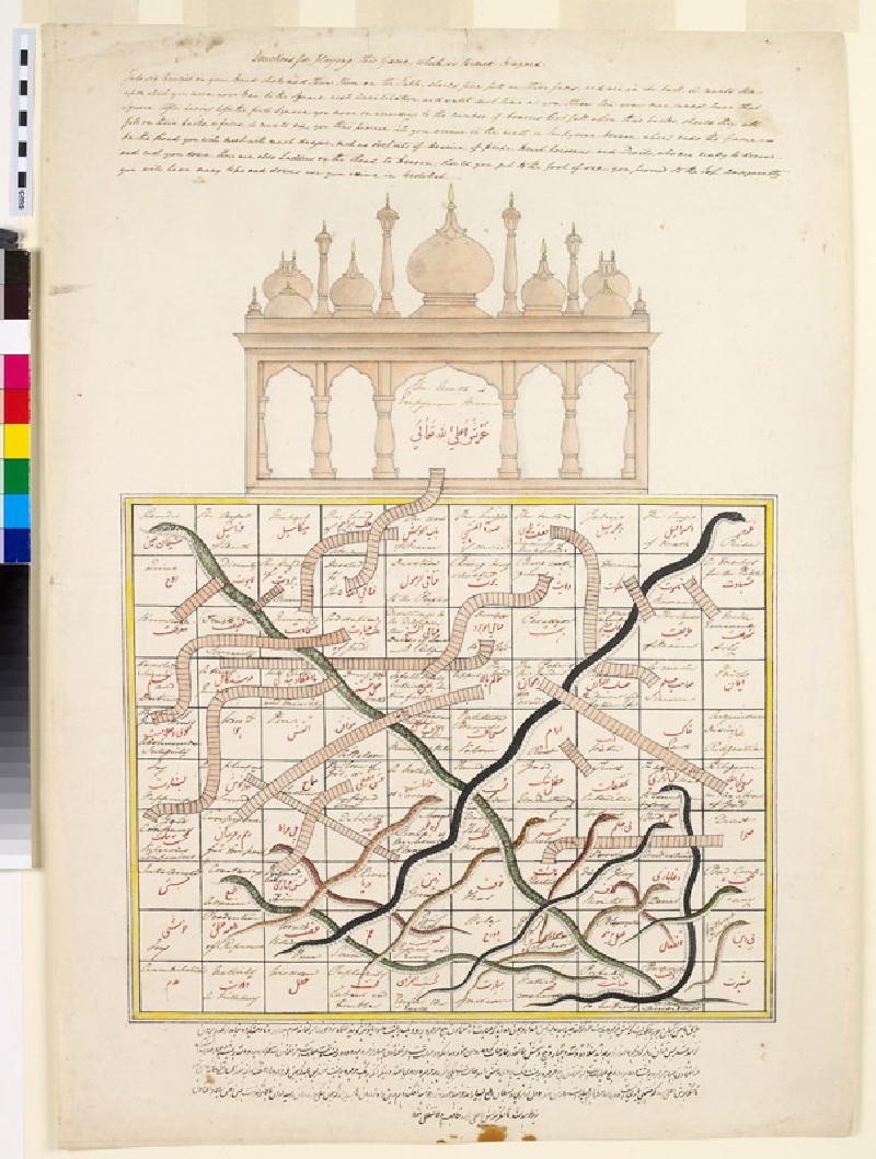 An image of the board game Snakes and Ladders